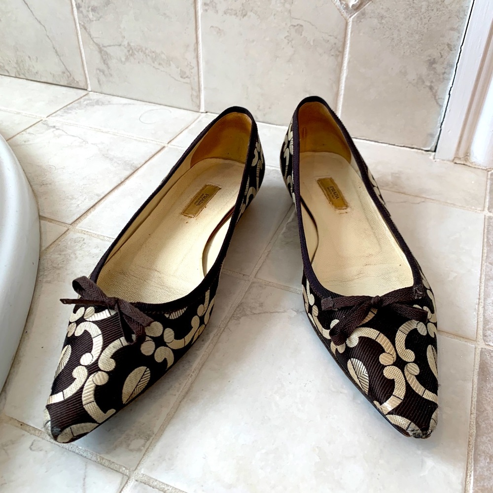 Prada jacquard pointed toe flats